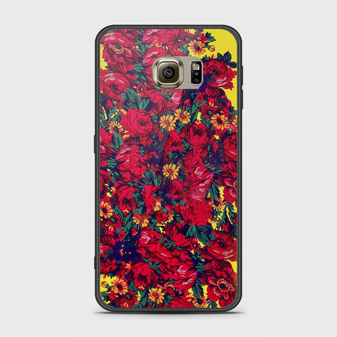 Samsung Galaxy S6 Cover- Floral Series - HQ Ultra Shine Premium Infinity Glass Soft Silicon Borders Case