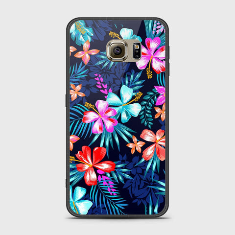 Samsung Galaxy S6 Cover- Floral Series - HQ Ultra Shine Premium Infinity Glass Soft Silicon Borders Case