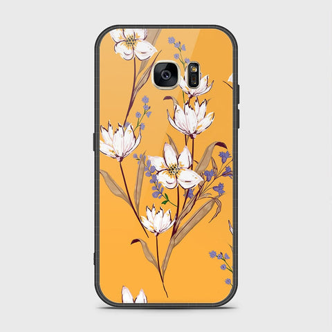 Samsung Galaxy S7 Cover- Floral Series - HQ Ultra Shine Premium Infinity Glass Soft Silicon Borders Case