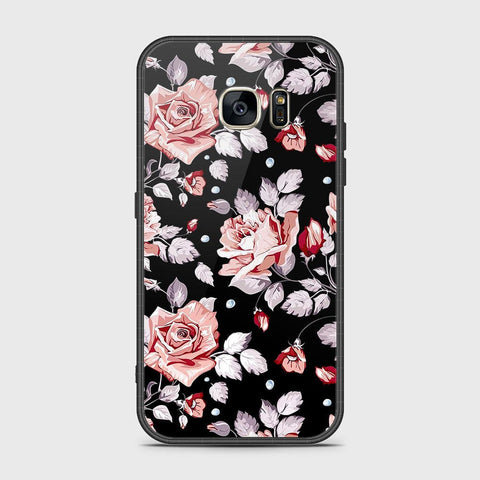 Samsung Galaxy S7 Cover- Floral Series - HQ Ultra Shine Premium Infinity Glass Soft Silicon Borders Case