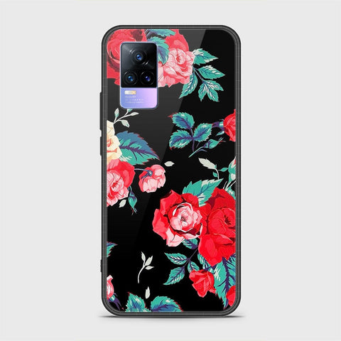 Vivo Y73 Cover - Floral Series - HQ Ultra Shine Premium Infinity Glass Soft Silicon Borders Case