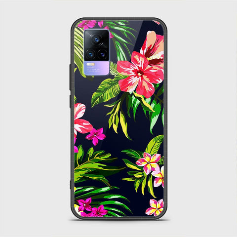 Vivo Y73 Cover - Floral Series - HQ Ultra Shine Premium Infinity Glass Soft Silicon Borders Case