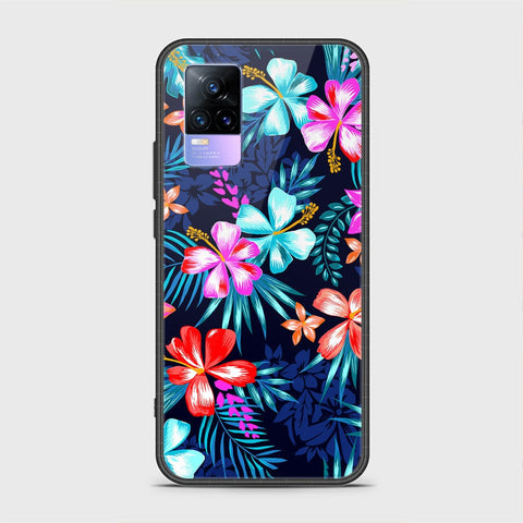 Vivo Y73 Cover - Floral Series - HQ Ultra Shine Premium Infinity Glass Soft Silicon Borders Case