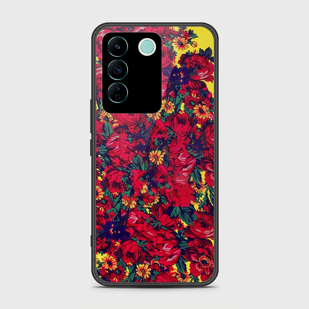 Vivo V27e Cover- Floral Series - HQ Ultra Shine Premium Infinity Glass Soft Silicon Borders Case