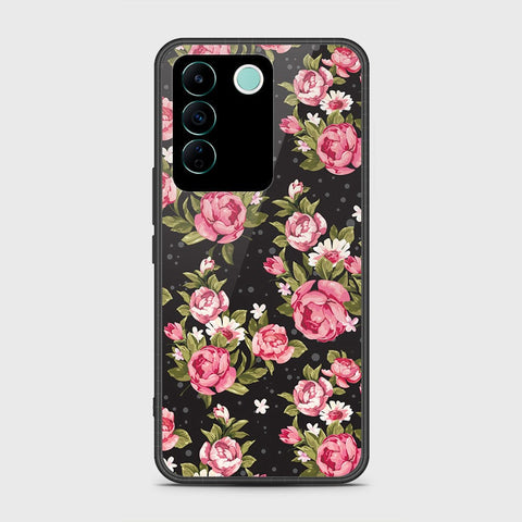 Vivo V27e Cover- Floral Series - HQ Ultra Shine Premium Infinity Glass Soft Silicon Borders Case