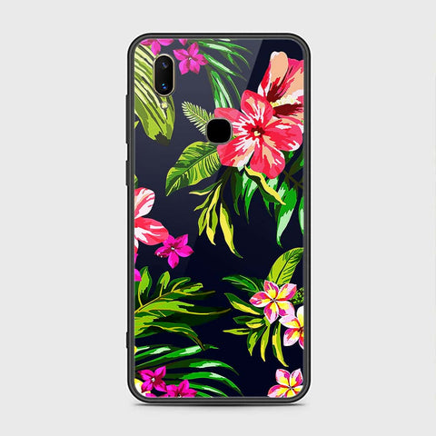 Vivo V11i Cover- Floral Series - HQ Ultra Shine Premium Infinity Glass Soft Silicon Borders Case