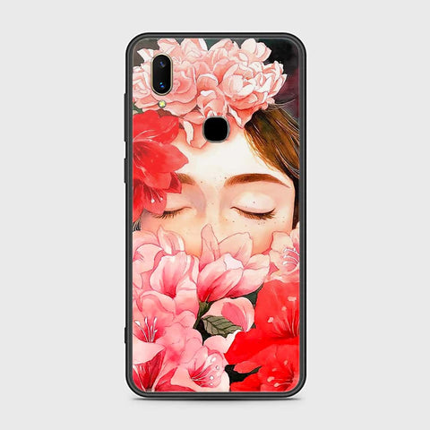 Vivo V11i Cover- Floral Series - HQ Ultra Shine Premium Infinity Glass Soft Silicon Borders Case