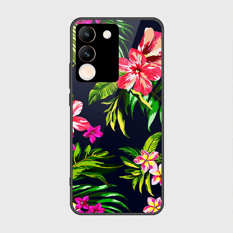 vivo V29e Cover- Floral Series - HQ Ultra Shine Premium Infinity Glass Soft Silicon Borders Case