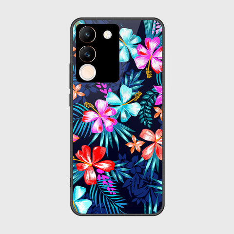 vivo V29e Cover- Floral Series - HQ Ultra Shine Premium Infinity Glass Soft Silicon Borders Case