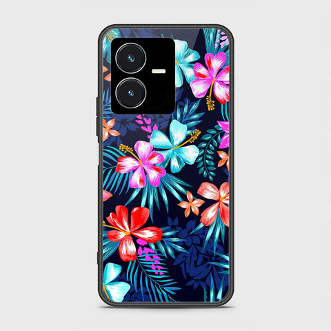 Vivo Y22s Cover- Floral Series - HQ Ultra Shine Premium Infinity Glass Soft Silicon Borders Case