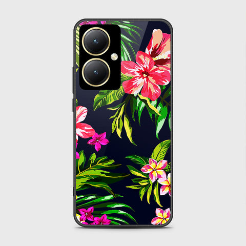 Vivo Y35m Plus Cover- Floral Series - HQ Ultra Shine Premium Infinity Glass Soft Silicon Borders Case