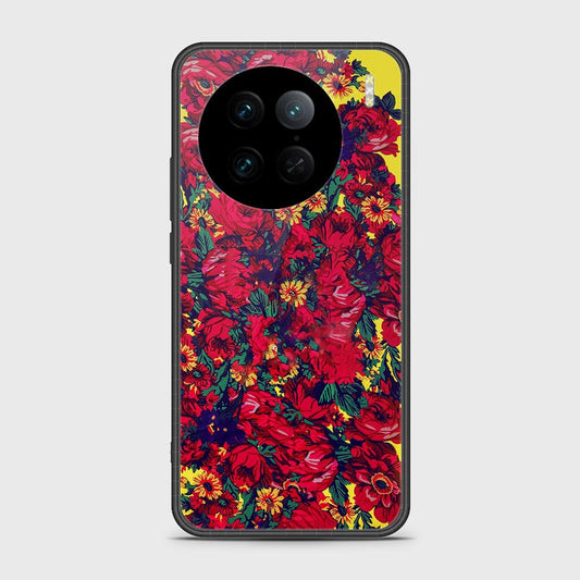 Vivo X90 Pro Cover - Floral Series - HQ Ultra Shine Premium Infinity Glass Soft Silicon Borders Case