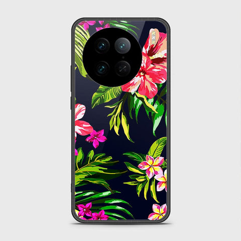 Vivo X90 Pro Cover - Floral Series - HQ Ultra Shine Premium Infinity Glass Soft Silicon Borders Case