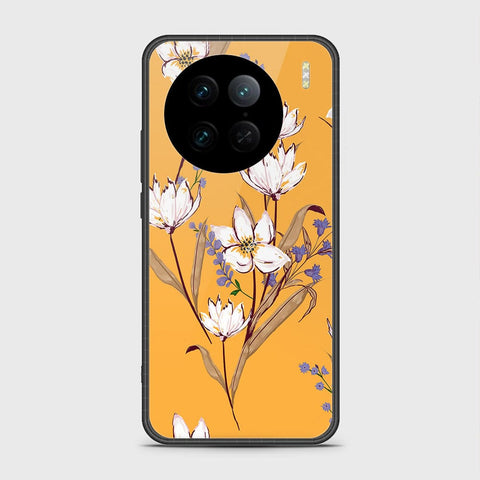 Vivo X90 Pro Cover - Floral Series - HQ Ultra Shine Premium Infinity Glass Soft Silicon Borders Case