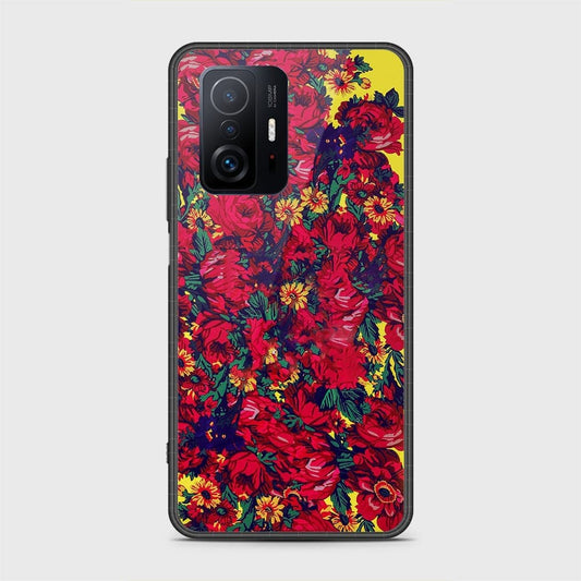 Xiaomi 11T Cover- Floral Series - HQ Ultra Shine Premium Infinity Glass Soft Silicon Borders Case