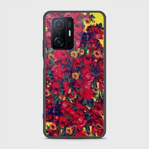 Xiaomi 11T Cover- Floral Series - HQ Ultra Shine Premium Infinity Glass Soft Silicon Borders Case