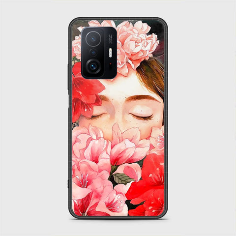 Xiaomi 11T Cover- Floral Series - HQ Ultra Shine Premium Infinity Glass Soft Silicon Borders Case