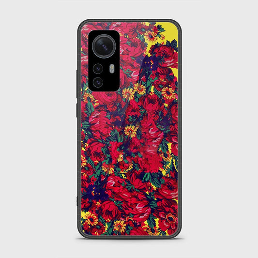 Xiaomi 12 Cover- Floral Series - HQ Ultra Shine Premium Infinity Glass Soft Silicon Borders Case