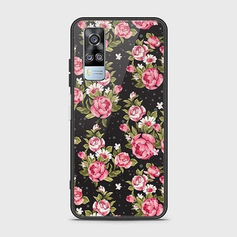 Vivo Y51 (2020 December) Cover - Floral Series - HQ Ultra Shine Premium Infinity Glass Soft Silicon Borders Case