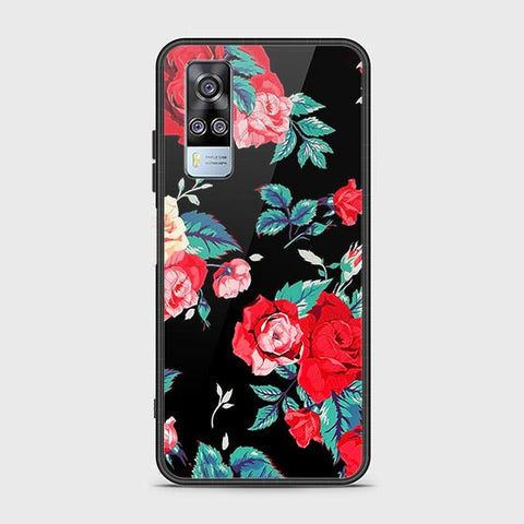 Vivo Y51 (2020 December) Cover - Floral Series - HQ Ultra Shine Premium Infinity Glass Soft Silicon Borders Case