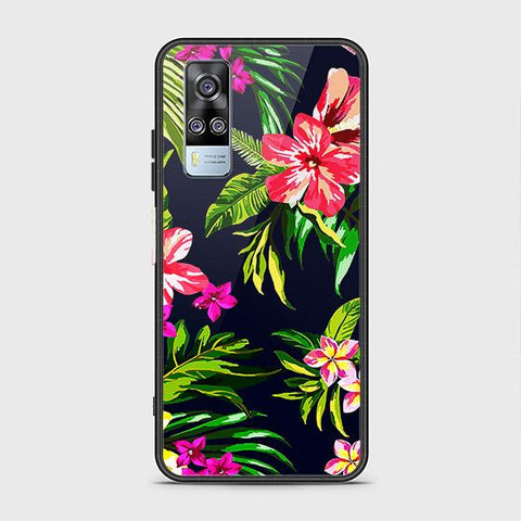 Vivo Y51 (2020 December) Cover - Floral Series - HQ Ultra Shine Premium Infinity Glass Soft Silicon Borders Case