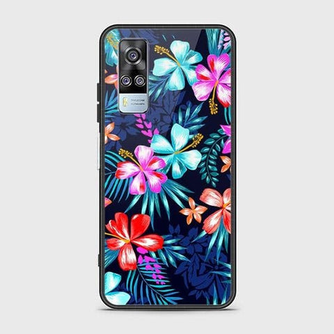 Vivo Y51 (2020 December) Cover - Floral Series - HQ Ultra Shine Premium Infinity Glass Soft Silicon Borders Case