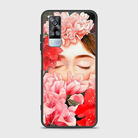 Vivo Y51 (2020 December) Cover - Floral Series - HQ Ultra Shine Premium Infinity Glass Soft Silicon Borders Case