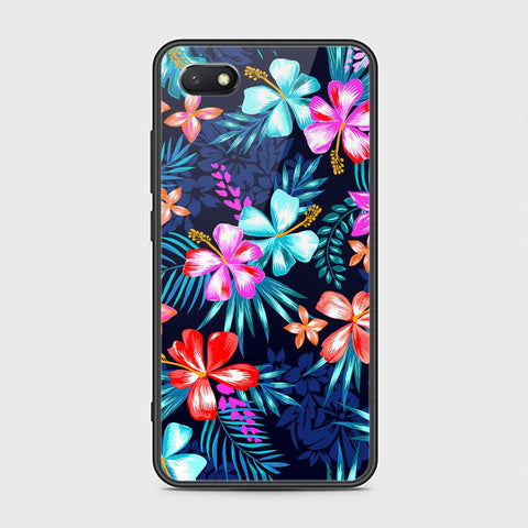 Huawei Y5 Prime 2018 / Y5 2018 / Honor 7S Cover - Floral Series - HQ Ultra Shine Premium Infinity Glass Soft Silicon Borders Case