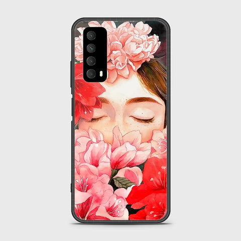 Huawei Psmart 2021 Cover- Floral Series - HQ Ultra Shine Premium Infinity Glass Soft Silicon Borders Case