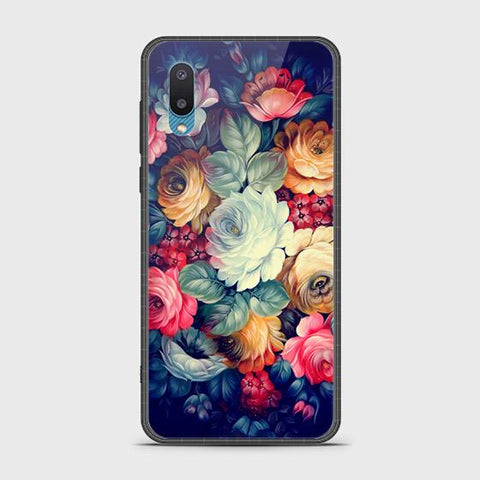 Samsung Galaxy A02 Cover - Floral Series 2 - HQ Ultra Shine Premium Infinity Glass Soft Silicon Borders Case