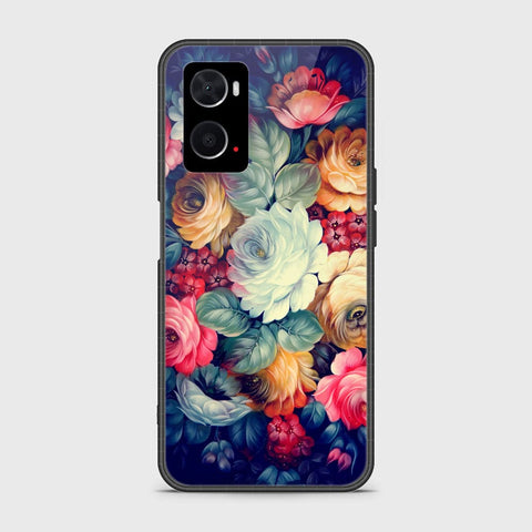 Oppo A76 Cover- Floral Series 2 - HQ Ultra Shine Premium Infinity Glass Soft Silicon Borders Case