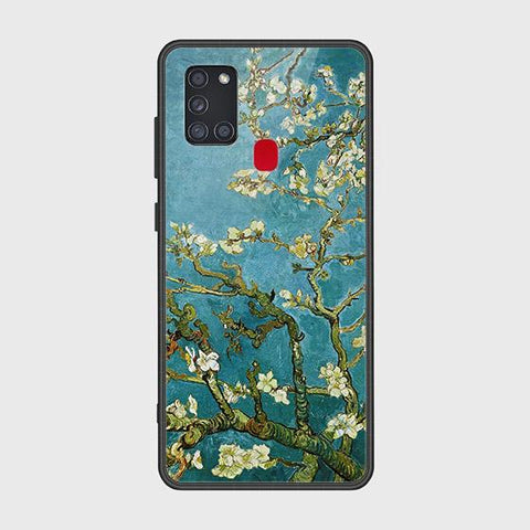 Samsung Galaxy A21s Cover - Floral Series 2 - HQ Ultra Shine Premium Infinity Glass Soft Silicon Borders Case