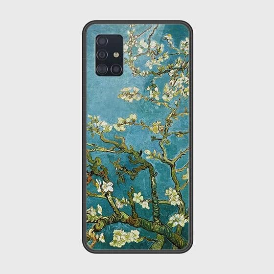 Samsung Galaxy A51 Cover - Floral Series 2 - HQ Ultra Shine Premium Infinity Glass Soft Silicon Borders Case