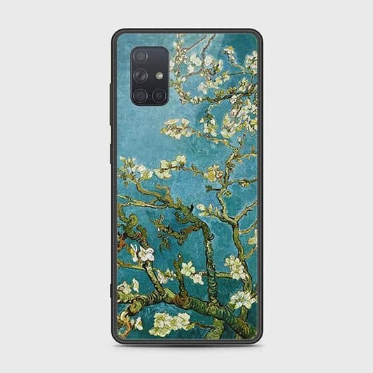 Samsung Galaxy A71 Cover - Floral Series 2 - HQ Ultra Shine Premium Infinity Glass Soft Silicon Borders Case