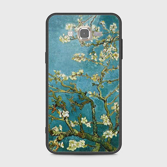 Samsung Galaxy J7 2015 Cover - Floral Series 2 - HQ Ultra Shine Premium Infinity Glass Soft Silicon Borders Case