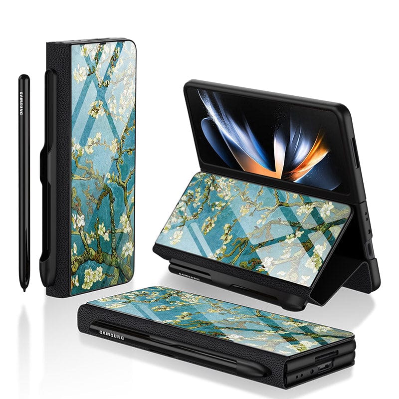 Samsung Galaxy Z Fold 3 5G Cover- Floral Series 2 - HQ Ultra Shine Premium Infinity Glass Soft Silicon Borders Case