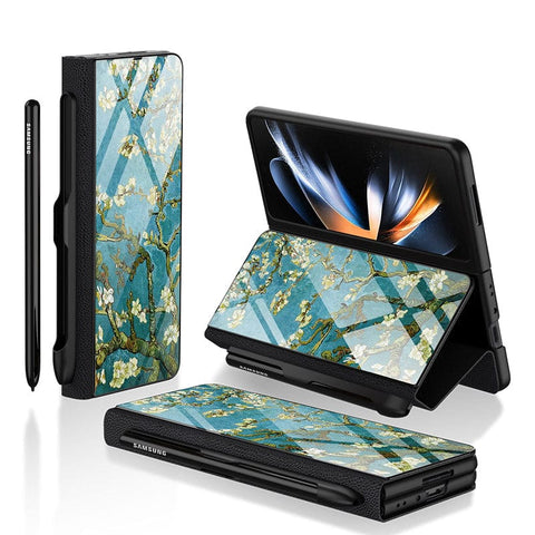 Samsung Galaxy Z Fold 3 5G Cover- Floral Series 2 - HQ Ultra Shine Premium Infinity Glass Soft Silicon Borders Case