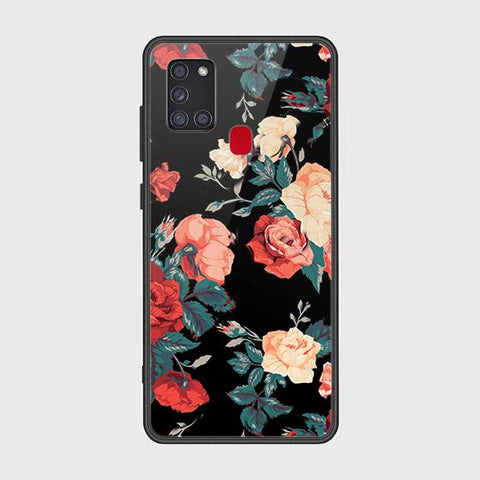 Samsung Galaxy A21s Cover - Floral Series 2 - HQ Ultra Shine Premium Infinity Glass Soft Silicon Borders Case