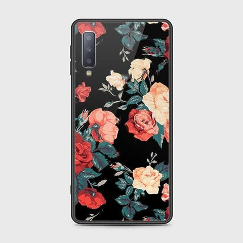 Samsung Galaxy A7 2018 Cover - Floral Series 2 - HQ Ultra Shine Premium Infinity Glass Soft Silicon Borders Case