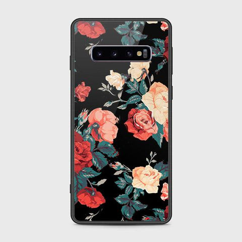 Samsung Galaxy S10 Cover - Floral Series 2 - HQ Ultra Shine Premium Infinity Glass Soft Silicon Borders Case
