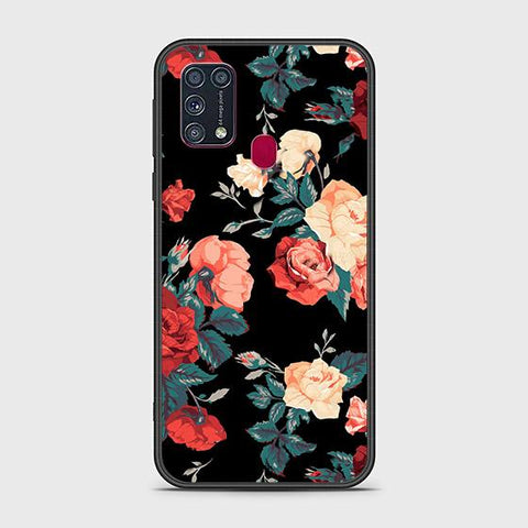 Samsung Galaxy M31 Cover - Floral Series 2 - HQ Ultra Shine Premium Infinity Glass Soft Silicon Borders Case