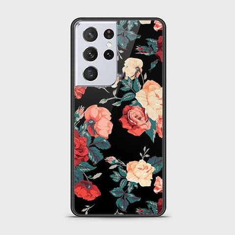 Samsung Galaxy S21 Ultra 5G Cover - Floral Series 2 - HQ Ultra Shine Premium Infinity Glass Soft Silicon Borders Case