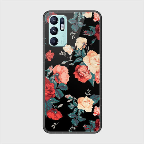 Oppo Reno 6 Cover - Floral Series 2 - HQ Ultra Shine Premium Infinity Glass Soft Silicon Borders Case