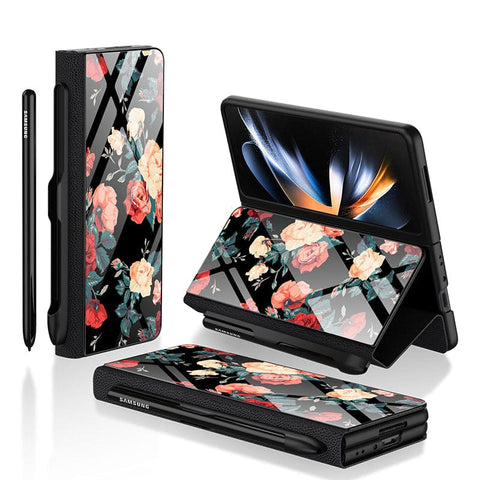 Samsung Galaxy Z Fold 3 5G Cover- Floral Series 2 - HQ Ultra Shine Premium Infinity Glass Soft Silicon Borders Case