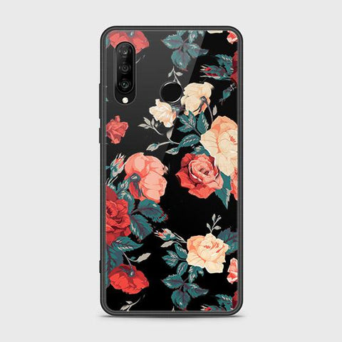 Huawei P30 lite Cover - Floral Series 2 - HQ Ultra Shine Premium Infinity Glass Soft Silicon Borders Case