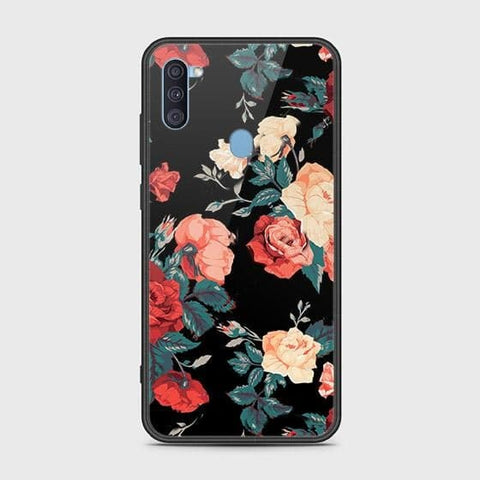 Samsung Galaxy A11 Cover - Floral Series 2 - HQ Ultra Shine Premium Infinity Glass Soft Silicon Borders Case