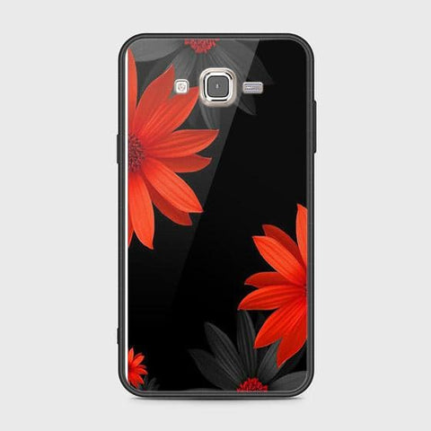Samsung Galaxy J7 2015 Cover - Floral Series 2 - HQ Ultra Shine Premium Infinity Glass Soft Silicon Borders Case