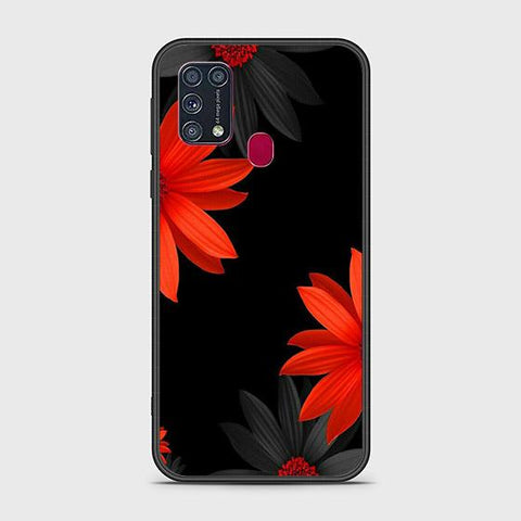 Samsung Galaxy M31 Cover - Floral Series 2 - HQ Ultra Shine Premium Infinity Glass Soft Silicon Borders Case