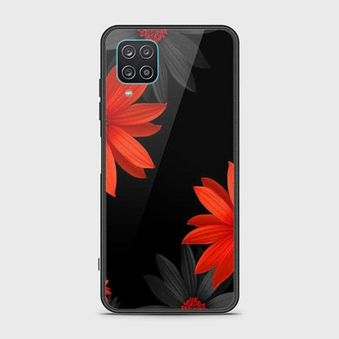 Samsung Galaxy A12 Cover - Floral Series 2 - HQ Ultra Shine Premium Infinity Glass Soft Silicon Borders Case