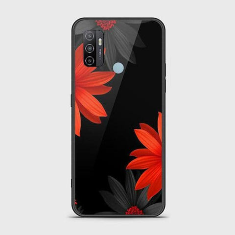 Oppo A53 Cover - Floral Series 2 - HQ Ultra Shine Premium Infinity Glass Soft Silicon Borders Case